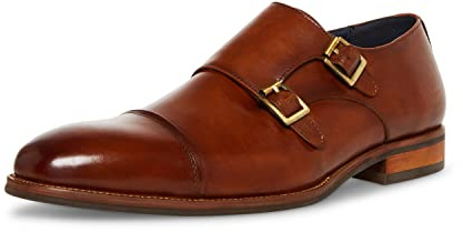 Steve Madden Teon Monk-Strap loafer för män, brunt läder, 12,5 UK, Gulbrunt läder, 46 EU