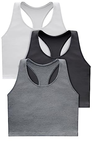 Hanes dam Originals Racerback Crop Tank Top, Cropped Tank mit Integriertem Bh, 2er-pack BH (3-pack)
