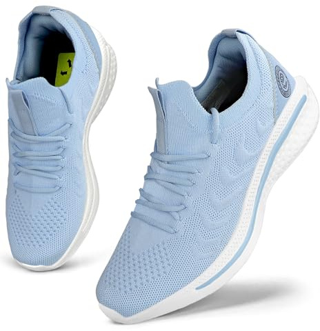 Giniros Womens Trainers Running Shoes Gym Trainers for Women Walking Sneakers Athletic Lightweight Tennis Sports Shoes Soft Ladies Trainers Sky Blue 37