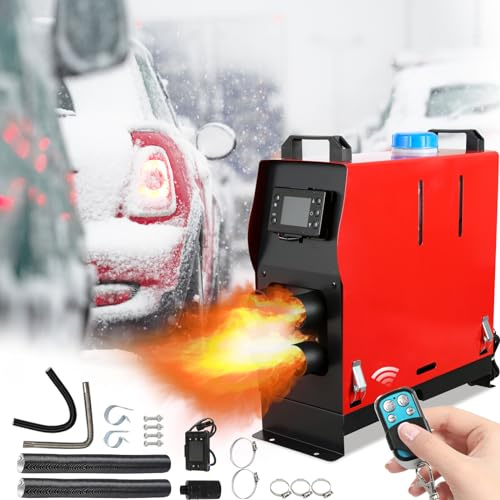 Fiqops Riscaldatore da parcheggio Diesel 8KW Riscaldamento diesel 12V/24V CC Riscaldatore diesel da parcheggio con telecomando, LCD, interruttore, silenziatore, riscaldatore ad aria diesel per camion