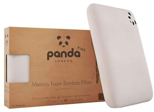 Panda Cuscino per bambini in memory foam di bambù, 4+ anni, supporto ortopedico, ipoallergenico, 10 anni di garanzia