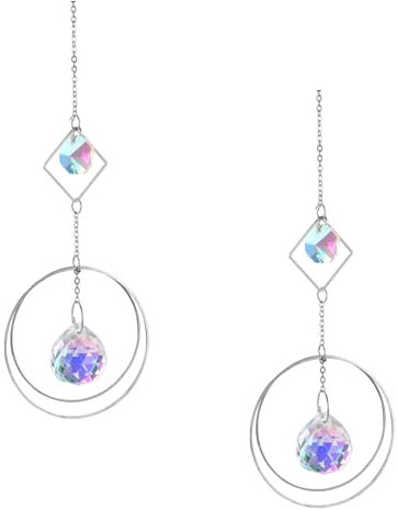 LERANXIN Attrape-Soleil en Cristal Suspendu, 2 Pièces 28 cm Boule de Cristal à Suspendre, Cristaux à Suspendre, pour Fenêtre, Jardin, Décoration et Cadeaux