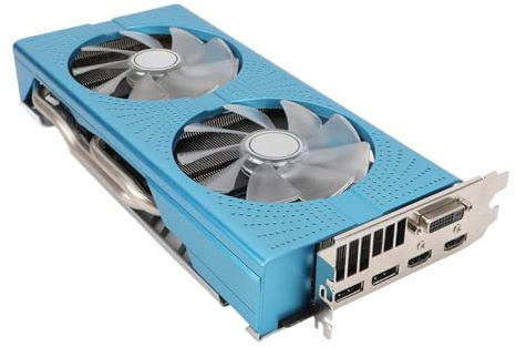 VBESTLIFE Tarjeta Gráfica RX590 8GB, GDDR5 256 bits GPU, 2 Ventilador de Enfriamiento PCIe3.0 X16 Tarjeta de Video de Juegos, Tarjeta Gráfica de PC de Escritorio con 2 HDMI, 2 DP, 1