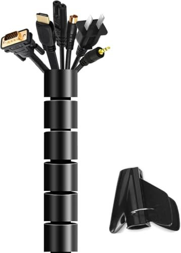 BRISENCE - Organizador Cables Diámetro 22 mm - Longitud 3 Metros Uso para Organizador Cables Escritorio Puede Utilizarse para organizar Cables u ocultarlos Color Negro Se Puede Cortar al Gusto