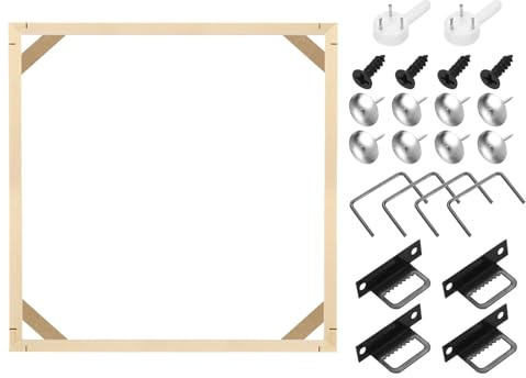 sourcing map 40 x 40cm Canvas Stretcher Bars, Wood Canvas Frame Kit Canvas Stretcher Frames DIY Stretcher Bars for Oil Paintings Prints Posters Home Decor