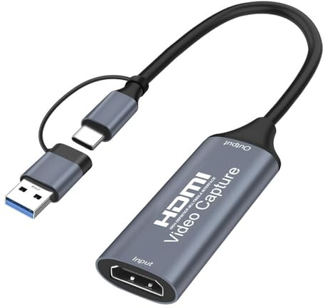 GEU Video Capture Card 4K HDMI to USB 3.0/Type C, 1080P 60Hz Low Latency Capture Card for Streaming Gaming, Aluminum HDMI Video Capture Device for Switch PS5 Xbox PC OBS Zoom Teams, Plug and Play
