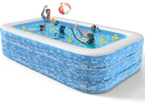 CACSPS Inflatable Swimming Pools, 115 X 65 X 22 Full-Size Inflatable Pool for Kids and Adults, Durable Family Lounge Pool, Kiddie Pool for Backyard, Garden or Indoor