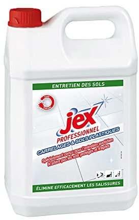 JEX - Nettoyant Sol Carrelages & Sols Plastiques - Nettoie Sans Abîmer au Quotidien - Formule Sans Rinçage - Fabrication Française - 5 Litres