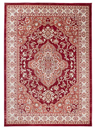 Mazovia Traditioneller Orientalischer Teppich - Weicher Teppich für Wohnzimmer Schlafzimmer Esszimmer - ÖKO-TEX Zertifiziert - AYLA - 140 x 200 cm - Rot