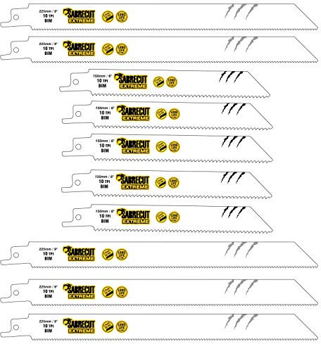 10 x SabreCut SCRSK10HF 150mm 225mm 10 TPI S922HF S1122HF Fast Wood and Metal Cutting Reciprocating Sabre Saw Blades