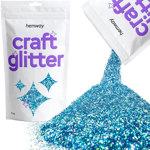 Hemway Craft Glitter Ocean Blue Holographic 100g Fine Glitter | for Crafts, Resin, Cosmetic, Nail, Face, Body, Festival, Tumblers, Art, Candle, Crafting