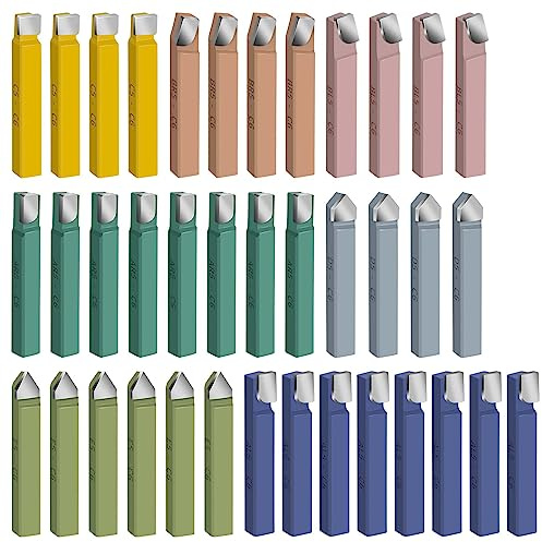 38PCS 5/16 Metal Lathe Cutting Tools,C-6 Carbide Tip Cutter Tool Bit Cutting Set,Milling Welding Bit Lathe Cutting Tool Kit for Metal Lathe Tooling