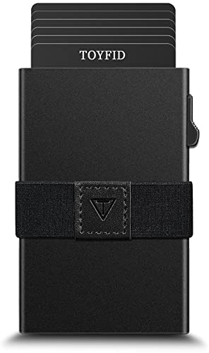 TOYFID RFID Card Holder Pop Up Minimalist Wallet for Men Women RFID Blocking Protection Metal Aluminum Slim Credit Card Case