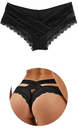 ohmydear Mutande Seducente Donna 1/2/3/4 Pezzi Pack Perizoma Sexydonna in Pizzo Tanga Seducente Donna Mutande Brasiliana Slip Curvy Panties Hipster Taglie Forti