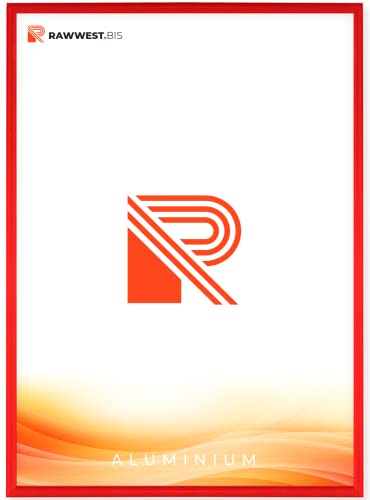 RAWWEST.BIS Cadre Photo 50x75 cm en Aluminium rouge cadre decoration murale pour Affiche Poster Œuvre d'Art Photo Puzzle Verre Acrylique avec Filtre UV Fixation Verticale & Horizontale
