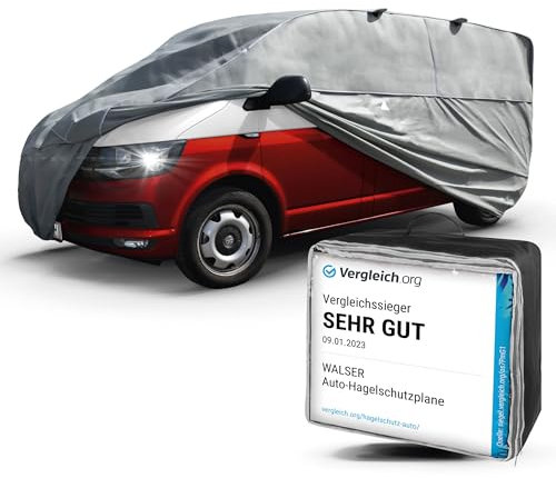 WALSER Hagelschutz Abdeckplane Transporter, TÜV geprüfte* Abdeckplane Bus Hybrid UV Protect, Auszeichnung Sehr Gut* Hagelschutzplane Bus Größe 11 für VW Caddy/T4/T5/T6, Mercedes Viano/Vito