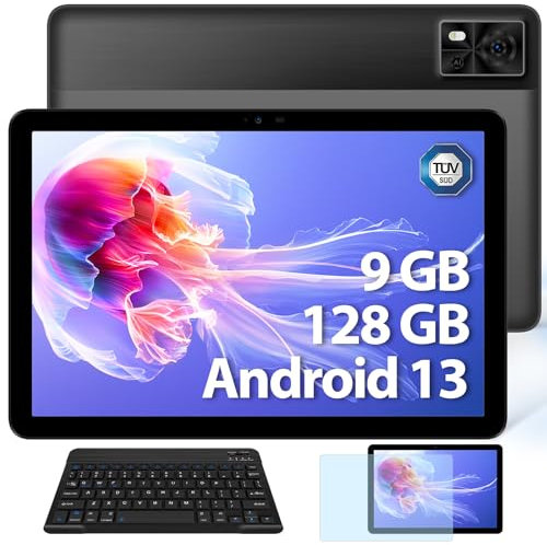 DOOGEE T10E Tablet 10 Pulgadas, Tablet Android 13, 9GB + 128GB/1TB, Batería 6580mAh, Tableta Octa-Core 4G LTE Dual SIM Tablet, Widevine L1, 8MP/5MP, OTG, Bluetooth 5.0+2.4G/5G WiFi, GPS, Negro