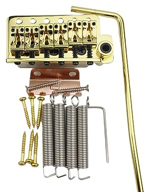 Guyker Guitar Tremolo Bridge String Spacing 10.8MM with Tremolo System Saddle And Brass Block & Spring and Claw, Pop-In Vibrato Bar, Complete Install Kit, GG1013A Gold