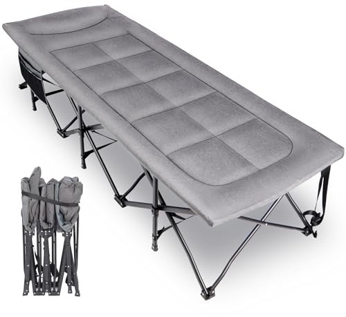 REDCAMP Übergröße Feldbett mit Matratze Topper für Erwachsene, 75cm Extra Breite XXL klappbett Campingbett Gästebett klappbar, Stabile Faltbar Betten für Outdoor Camping Reisen Büro Indoor, Grau