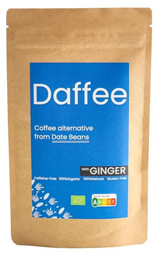 Daffee - Coffee Alternative made from Ground Organic Date Beans | Natural Ginger | Natural Caffeine Free Coffee Replacement – Decaf Coffee Substitute - No CAF | Nutri Score A (125, Grams)