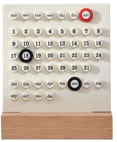 2024 Desktop-Kalender Holz-Tischkalender Ewiger Kalender Retro Zuhause Einzigartige Geschenke, Monats- und Datumsanzeige, Schreibtischdekorationen for das Büro (Color : A)