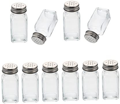 LIFKOME Botellas Para Especias De Vidrio Transparentes, Redondas Lisas, 10 Unidades, Sin Olor, Almacenamiento Cocina, Consumo Diario, Recipientes Para Condimentos y Sal