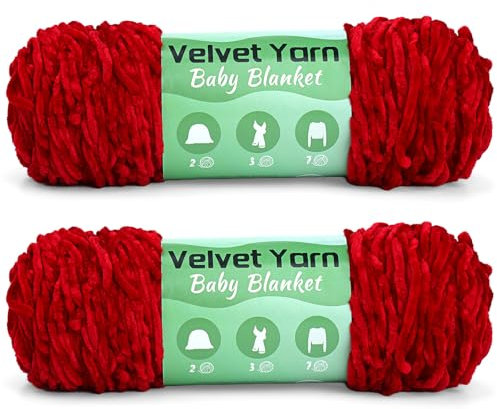 Samtiges Babygarn, 2er-Pack à 200 g – Velvet Dolphin Wolle zum Häkeln, Weben, Bastelgarn, samtige Mikropolyester-Strickwolle mit Kunststoff-Big-Eye-Nadel zum Stricken/Häkeln
