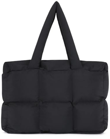 EVEOUT Bolsos Tote Acolchado Puffer para Mujer Grande Puffer Shoppers Ligero Quilted Bolso de Hombro Acolchado para Oficina Universidad Trabajo Vacaciones