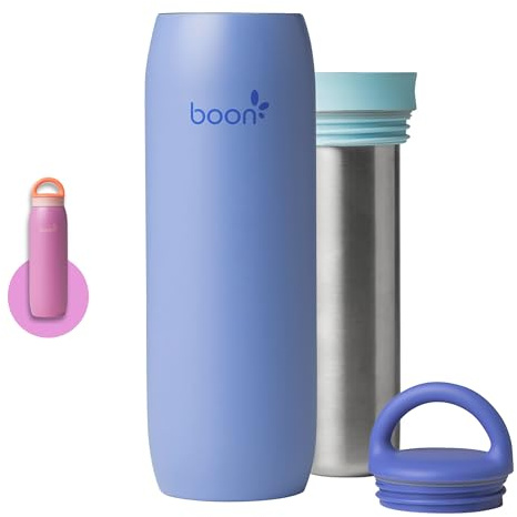 Boon Frosh Portable Breast Milk Chiller - Stainless Steel Breast Milk Cooler - Stainless Steel Portable Milk Storage Container - Blue - Keeps Breast Milk Cold for up to 17 Hours*