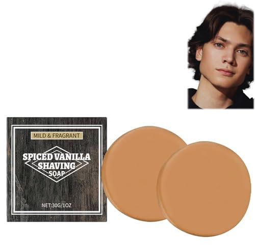 Sapone Da Barba, Sapone Da Barba Uomo, Crema Da Barba, Con Estratto Di Vaniglia, Sapone Solido Barba, Sapone Vegetale, Schiuma Fine per Una Rasatura Confortevole, 2PCS