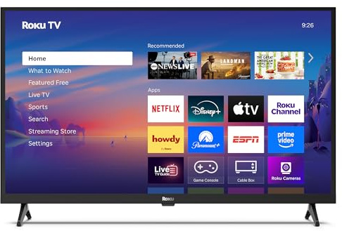 Roku Smart TV 2025 – 32-Inch Select Series, 1080p Full HD TV – Roku TV with Voice Remote – Flat Screen LED Television with Wi-Fi for Streaming Live Local News, Sports, Family Entertainment