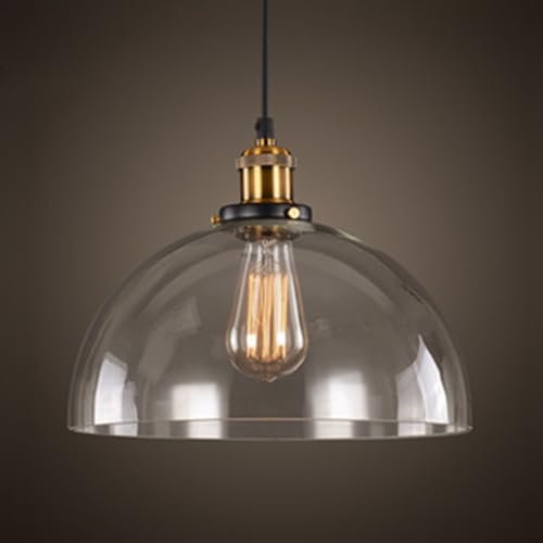 LIGKIN Lampada a Sospensione Industriale Vintage Lampadario Vetro E27 Lampada a soffitto Paralume in Vetro Illuminazione a Soffitto per Camera da letto Soggiorno Corridoio