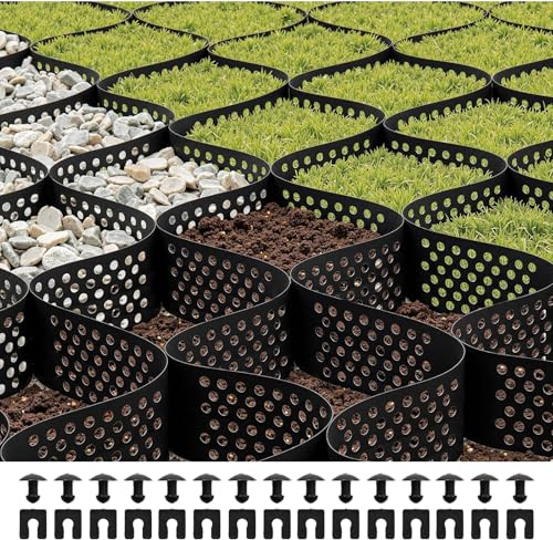 VEVOR Rejilla de Tierra Profundidad de 10 cm Rejilla para Entrada de Grava 520 x 270 cm Base Permeable para Césped para Estabilizar Entradas de Vehículos, Jardines, Patios en Terrenos Inclinados