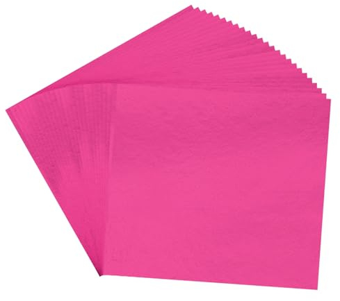 PATIKIL Láminas De Oro Para Arte 8.5x9.5cm, 100 Hojas De Lámina Dorada Papeles Metálicos Para Manualidades DIY Resina Muebles Uñas Pinturas Decoración Del Hogar, Rojo Rosa