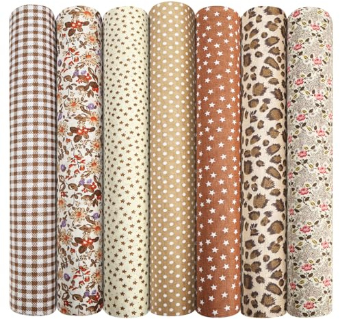 Aucuu 7er Set Baumwollstoff Paket, 50 x 50cm Stoffe zum Nähen, Patchwork Stoffe, Patchwork zum Quilten, Stücke Paket zum Quilten, DIY Basteln Handwerken, Puppenkleidung