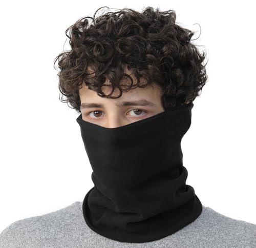 NovForth Bufanda de algodón para hombre, bufanda tubular para días fríos, cuello elástico y calentador de cuello para deportes al aire libre, perfecto para esquí, senderismo, ciclismo, unisex, Negro
