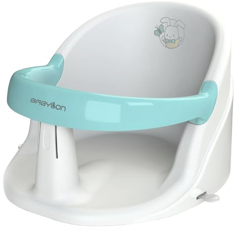 BABYLON Nemo Asiento Bañera Bebé, ventosas, 6M+, Blanco/turquesa