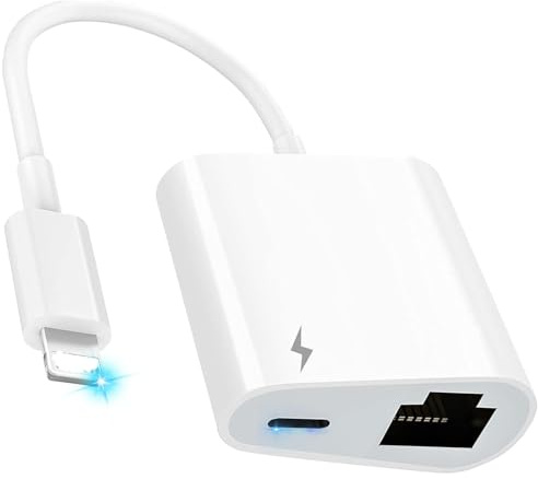 Adattatore da Lighting a Ethernet, adattatore di rete LAN Ethernet da Lighting a RJ45 per i-Phone/Pad/Pod, 2 in 1 adattatore di rete LAN Ethernet RJ45 con porta di ricarica