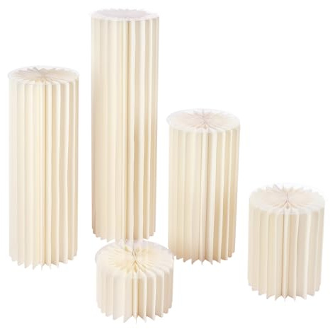 Soporte para flores de boda, 5 unidades, columnas decorativas plegables de cartón con placas de PVC, capacidad de carga de 50 kg por columna, columnas de papel blancas para cumpleaños, fiestas y