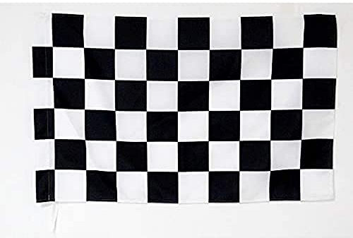 AZ FLAG - Drapeau course automobile à damier noir et blanc - 90x60 cm - Drapeau De Commissaire 100% Polyester Avec Fourreau et Cordelette - Pavillon 45 g