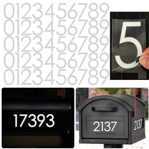 Diggoo Reflective Mailbox Numbers Sticker Decal Die Cut Classic Style Vinyl Number 3 Self Adhesive 5 Sets for Mailbox, Signs, Window, Door, Cars, Trucks, Home, Business, Address Number