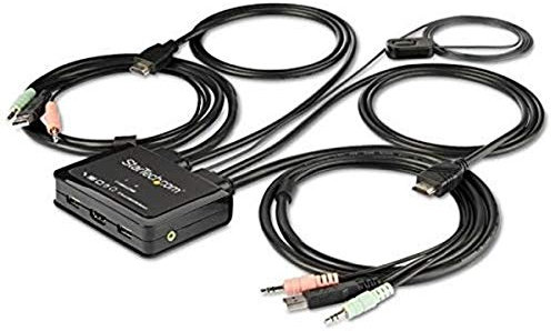 StarTech.com Commutateur KVM HDMI à 2 ports avec câbles incorporés - USB 4K 60Hz
