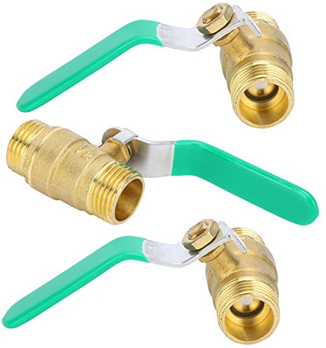 3 pièces 1/2in Vanne à Bille, Vanne d'Arrêt en Laiton de Double Filetage Mâle, pour Système de Canalisation d'Eau Froide ou Chaude