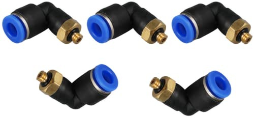 Racor atornillado neumático en ángulo 90° M5 a 6 mm, 5 unidades, conector de calidad industrial.