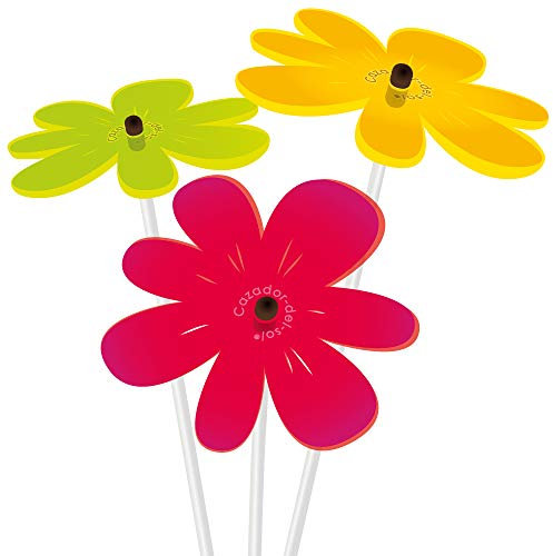 Cazador-del-sol ® - das Original | NEA | 3 Stück | Sonnenstrauß bunt | Durchmesser 8 cm | Höhe 25 cm