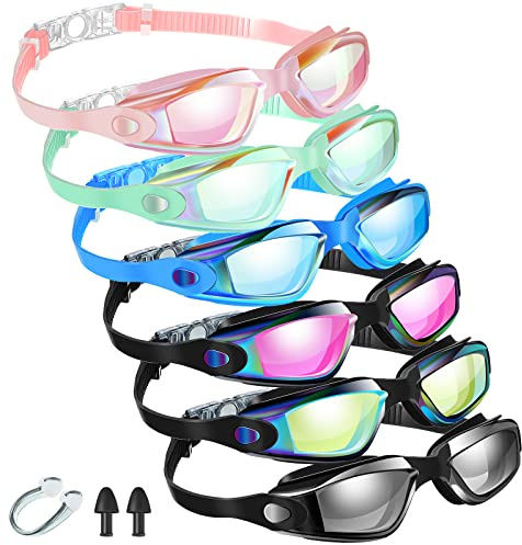 Flutesan 6 Pcs Swim Goggles Swimming Equipment Swimming Goggles Sport Swimming Goggles for Women Men Adult Youth (Bright Color)