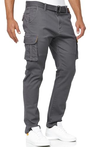 Indicode Hombres Mathen Pantalón Cargo confeccionado en 98% algodón con cinturón Incluido Iron M