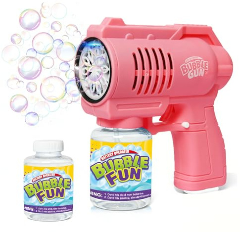 Bubble Machine Bubble Gun For Kids Silent Automatic 10 Hole with LED Bubbles Making Toy，Bubble Toys 10000+ Rich Bubbles Per Minute with 130ml Bubble Solution for Kids Birthday Party Wedding Gift