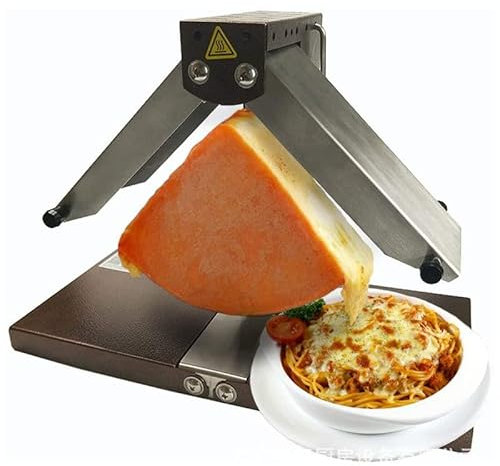 Raclette Grill con Bandeja Extraíble, Giratorio y con Termostato y Potencia de 900W, Plancha de Aluminio para Casa, Raclette Temperatura Regulable para Derretir Queso Cocina Interior
