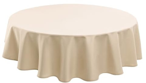 Hiasan Beige Wasserabweisend Tischdecke aus Polyester,Rund160cm,Anti-Falten Tischtuch,geeignet für Küche,Restaurant,Hochzeit